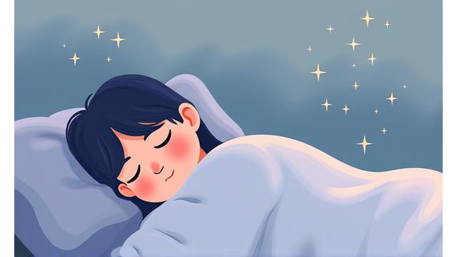 Illustration of a person sleeping peacefully under stars for a sleep guide